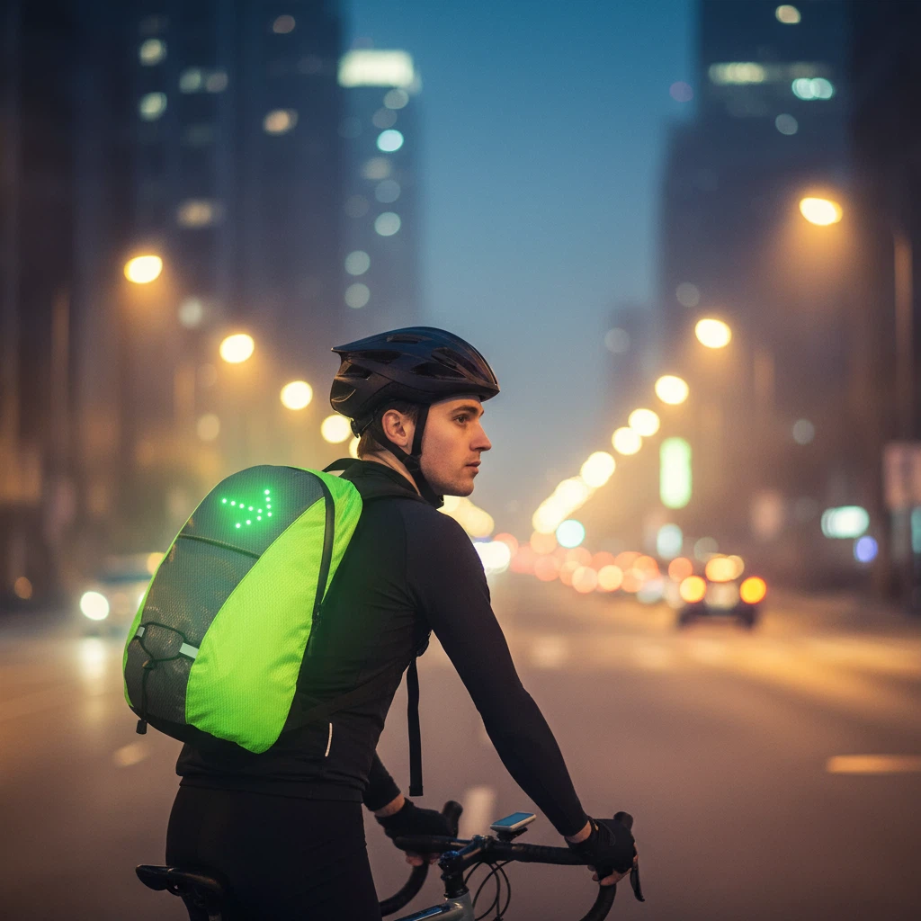 LED Illuminated Backpack, Bicycle Cycling Turn Signal Backpack, Lightweight Mini Multi-Functional Storage Bag For Night Running And Outings, Unisex Multi-Functional Outdoor Backpack