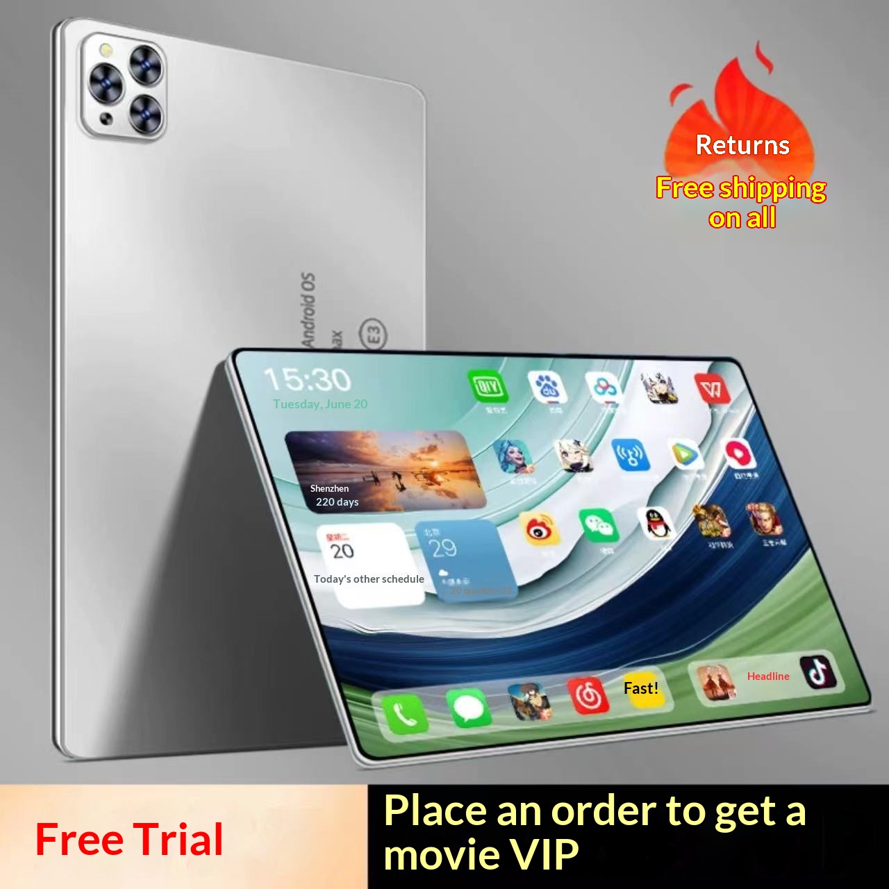 16GB 1024GB Snapdragon 888 All-Network Compatible Tablet
