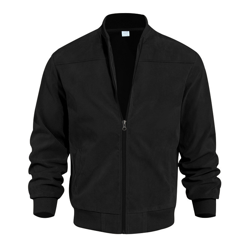 Suede-lined Thermal Zip-up Stand-collar Sports Jacket