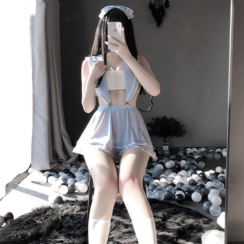 Uniform  Lace Hollow Out Tube Top Sailor Collar Short Skirt Maid