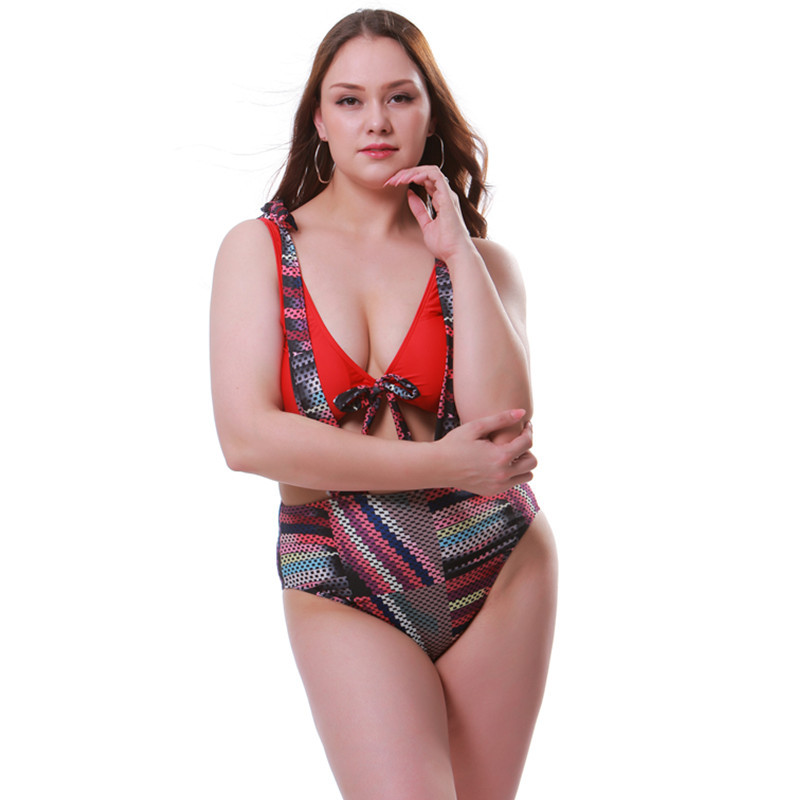 Split swimsuit printed high waist strap swimsuit beach jacket