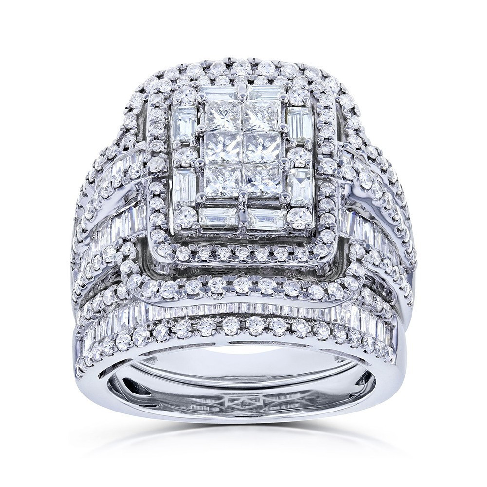 Women's Luxury Oversized Rhinestone Ring Set, European & American Style Wedding Rings