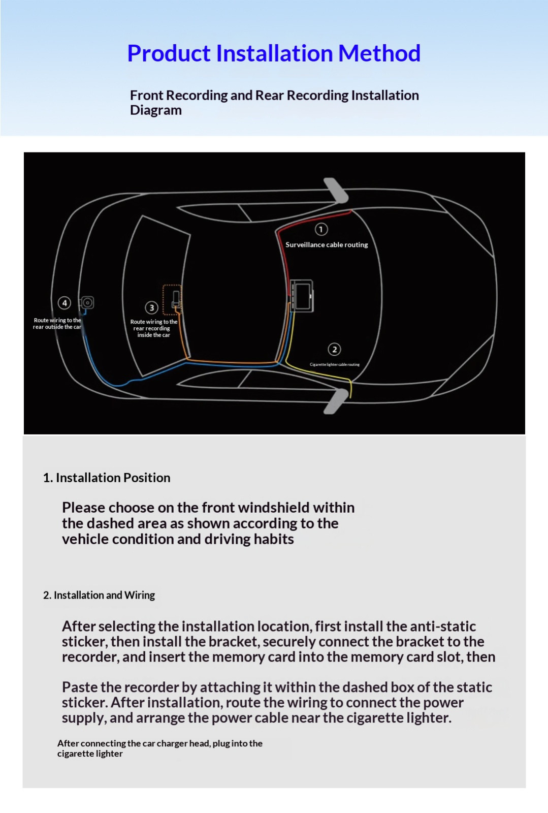 2K Dual Lens Front And Rear Dash Cam, High Definition Car DVR Recorder