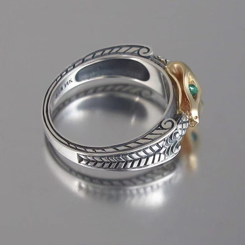 Punk Hand Jewellery Copper And Silver Plated Two-tone Snake Ring